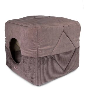 Домик для кошек и собак Клампи Куб-Трансформер Премиум, 44х44х40 см, коричневый