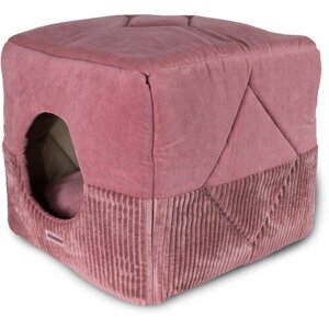 Домик для кошек и собак Клампи Куб-Трансформер Премиум, 44х44х40 см, розовый