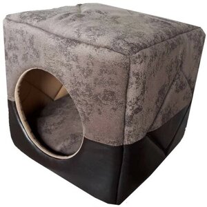 Домик для кошек и собак Клампи Куб-Трансформер Премиум, 44х44х40 см, темно-коричневый