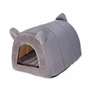 Домик для кошек и собак Клампи Мишка, М, 35х50х30 см, серый