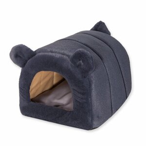 Домик для кошек и собак Клампи Мишка, М, 35х50х30 см, темно-серый
