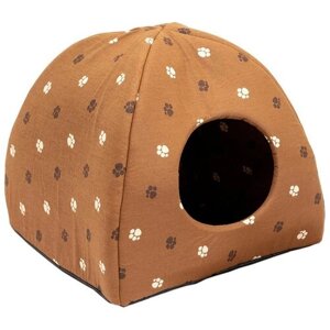 Домик для собак и кошек Дарэленд Юрта с подушкой коричневый хлопок 44 х 44 х 39 см (1 шт)
