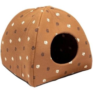 Домик для собак и кошек Дарэлл Юрта с подушкой коричневый хлопок 38 х 38 х 35 см (1 шт)
