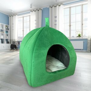 Домик - лежанка для собак кошек "Норка" зеленая Zootrend