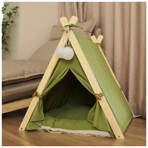 Домик палатка ВигВам для кошек и собак мелких и средних пород зеленый