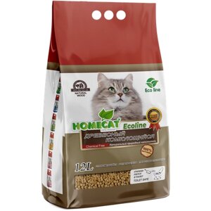 Древесный комкующийся наполнитель Homecat Ecoline для кошачьих туалетов, 12 л/4 кг