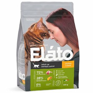 Elato Holistic сухой корм для кошек для выведения шерсти Курица и Утка 1,5 кг