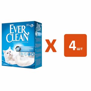 EVER CLEAN EXTRA STRONG CLUMPIN UNSCENTED наполнитель комкующийся для туалета кошек без ароматизатора голубая полоска (6 л х 4 шт)