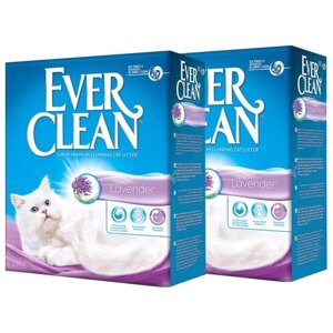 EVER CLEAN LAVENDER наполнитель комкующийся для туалета кошек с ароматом лаванды сиреневая полоска (10 + 10 л)