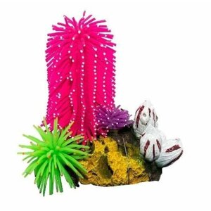 Fauna International Декорация для аквариума "Кораллы", розовый/зелёный/фиолетовый, 16 см х 10 см х 15 см