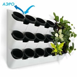 Фитомодуль "BOXSAND 21 аэро"100х65 см) вместимость 21 растение, цвет белый в комплекте с черными горшками 1 литр