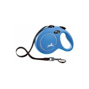 Flexi рулетка-ремень для собак, голубая, New Classic tape blue 50 кг, 5 м