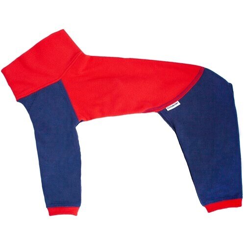 Флисовый комбинезон для собак , цвет красный-т. синий, размер S3.