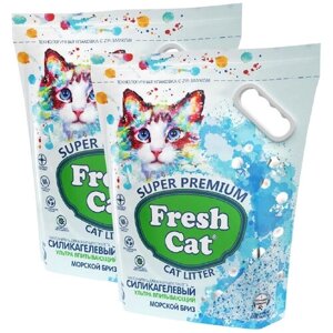 FRESH CAT морской бриз наполнитель силикагелевый для туалета кошек с ароматизатором (5 + 5 л)