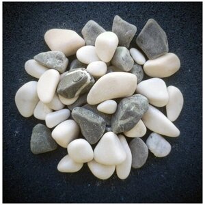 Галька белая и черная, микс (315+353), фракция 10-20 мм 10 кг. Декоративный грунт, натуральный камень