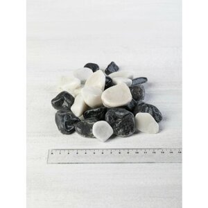 Галька белая и черная, микс 318+319, фракция 20-40 мм, 5 кг (324). Декоративный грунт, натуральный камень