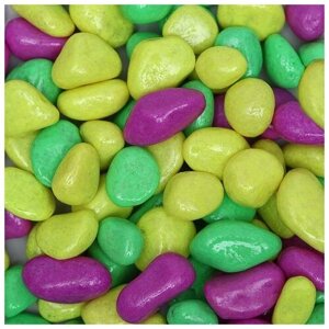 Галька декоративная, флуоресцентная микс: лимонный, зеленый, пурпурный, 800 г, фр. 8-12 мм
