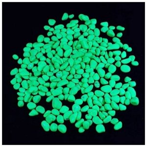 Галька декоративная, флуоресцентная, зеленая, 800 г , фр 8-12 мм