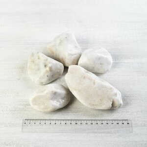 Галька мрамор белый фракция 60-90 мм 10 кг (360). Декоративный грунт, натуральный камень