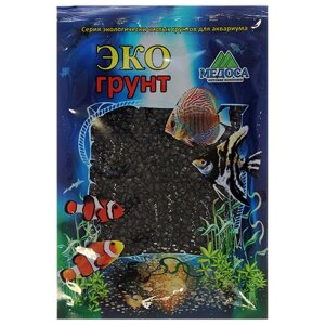 Грунт для аквариума Цветная мраморная крошка черная блестящая 2 - 5 мм ЭКОгрунт (3,5 кг)