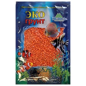 Грунт для аквариума Цветная мраморная крошка оранжевая блестящая 2 - 5 мм ЭКОгрунт (3,5 кг)