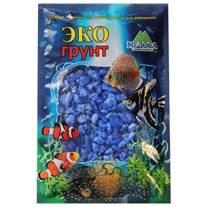 Грунт для аквариума Цветная мраморная крошка синяя блестящая 2 - 5 мм ЭКОгрунт (3,5 кг)