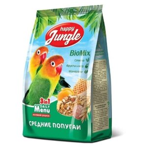 Happy Jungle корм для средних попугаев 500 гр (10 шт)