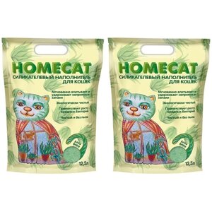 HOMECAT алоэ вера наполнитель силикагелевый для туалета кошек (12,5 + 12,5 л)