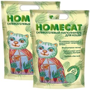 HOMECAT алоэ вера наполнитель силикагелевый для туалета кошек (3,8 + 3,8 л)