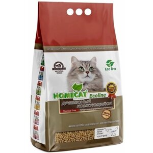 HOMECAT Ecoline 18 л древесный комкующийся наполнитель для кошачьих туалетов 1 шт