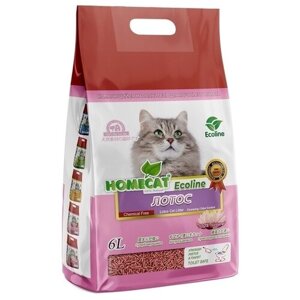HOMECAT Ecoline Лотос 6 л комкующийся наполнитель для кошачьих туалетов с ароматом лотоса 1х6 , 80842 (2 шт)