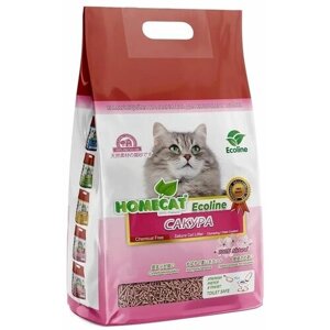 HOMECAT Ecoline Лотос-сакура 6 л комкующийся наполнитель для кошачьих туалетов с ароматом сакуры 6 шт