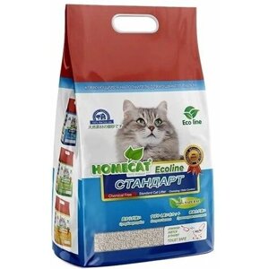 HOMECAT Ecoline Стандарт 12 л комкующийся наполнитель для кошачьих туалетов без запаха 3 шт