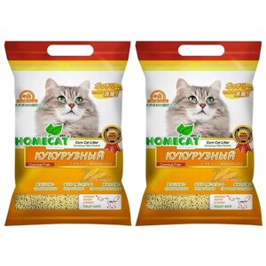 HOMECAT эколайн кукурузный наполнитель комкующийся для туалета кошек (12 + 12 л)