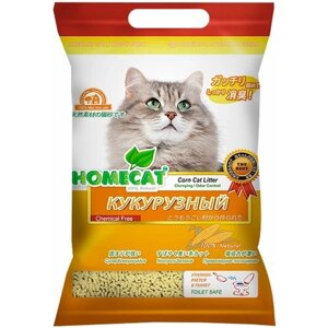 HOMECAT эколайн кукурузный наполнитель комкующийся для туалета кошек (12 л х 4 шт)