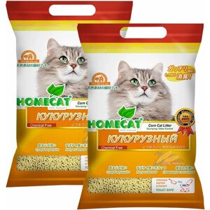 HOMECAT эколайн кукурузный наполнитель комкующийся для туалета кошек (6 + 6 л)