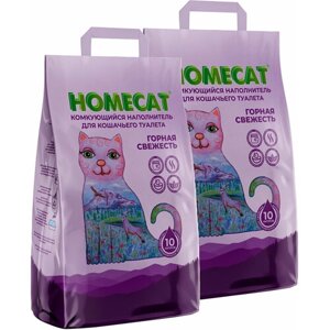 HOMECAT горная свежесть наполнитель комкующийся для туалета кошек (10 + 10 л)