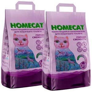 HOMECAT горная свежесть наполнитель комкующийся для туалета кошек (20 + 20 л)