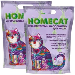 HOMECAT лаванда наполнитель силикагелевый для туалета кошек (30 + 30 л)
