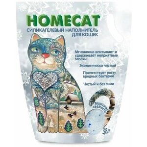 HOMECAT Морозная свежесть 12,5 л силикагелевый наполнитель для кошачьих туалетов с ароматом морозной свежести 2 шт
