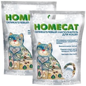 HOMECAT морозная свежесть наполнитель силикагелевый для туалета кошек (7,6 + 7,6 л)