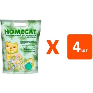 HOMECAT мята наполнитель силикагелевый для туалета кошек (3,8 л х 4 шт)