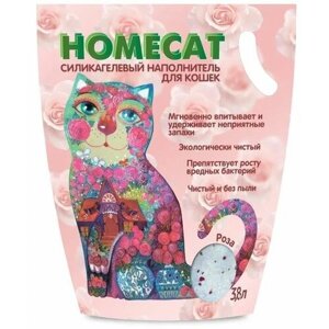 Homecat наполнитель Силикагелевый наполнитель для кошачьих туалетов с ароматом розы, 7,6 л 68909, 3,250 кг (2 шт)