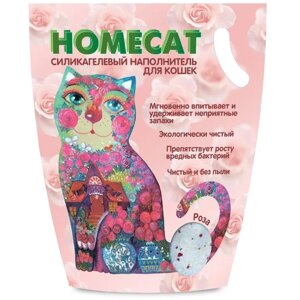 HOMECAT Роза 7,6 л силикагелевый наполнитель для кошачьих туалетов с ароматом розы 2 шт