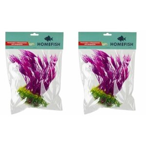 Homefish Растение для аквариума "Кринум пурпурный", пластиковое, с грузом, 22 см, 2 шт