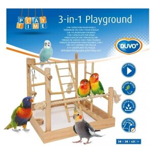 Игровая площадка для малых птиц деревянная, DUVO+ 38х38х40.5см (Бельгия)