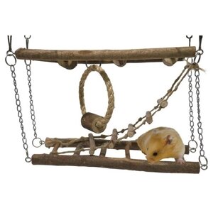 Игрушка для грызунов деревянная Rosewood "Подвесной мост", коричневая, 10х28x20см (Великобритания)
