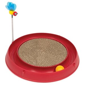 Игрушка для кошек Catit Круглая когтеточка с мячиком и игрушкой-пчелкой красная