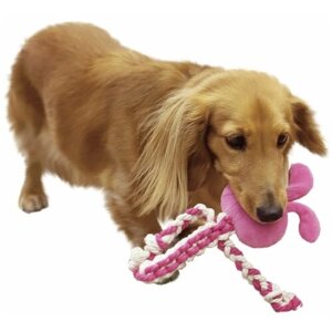 Игрушка для собак Japan Premium Pet Гибридная из нежного флиса и прочного хлопка для интерактивной игры и чистки зубов для собак малых и средних пород. Злой зайчик.