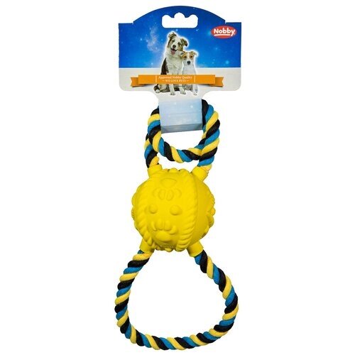 Игрушка для собак МЯЧ С веревками 31см латекс
